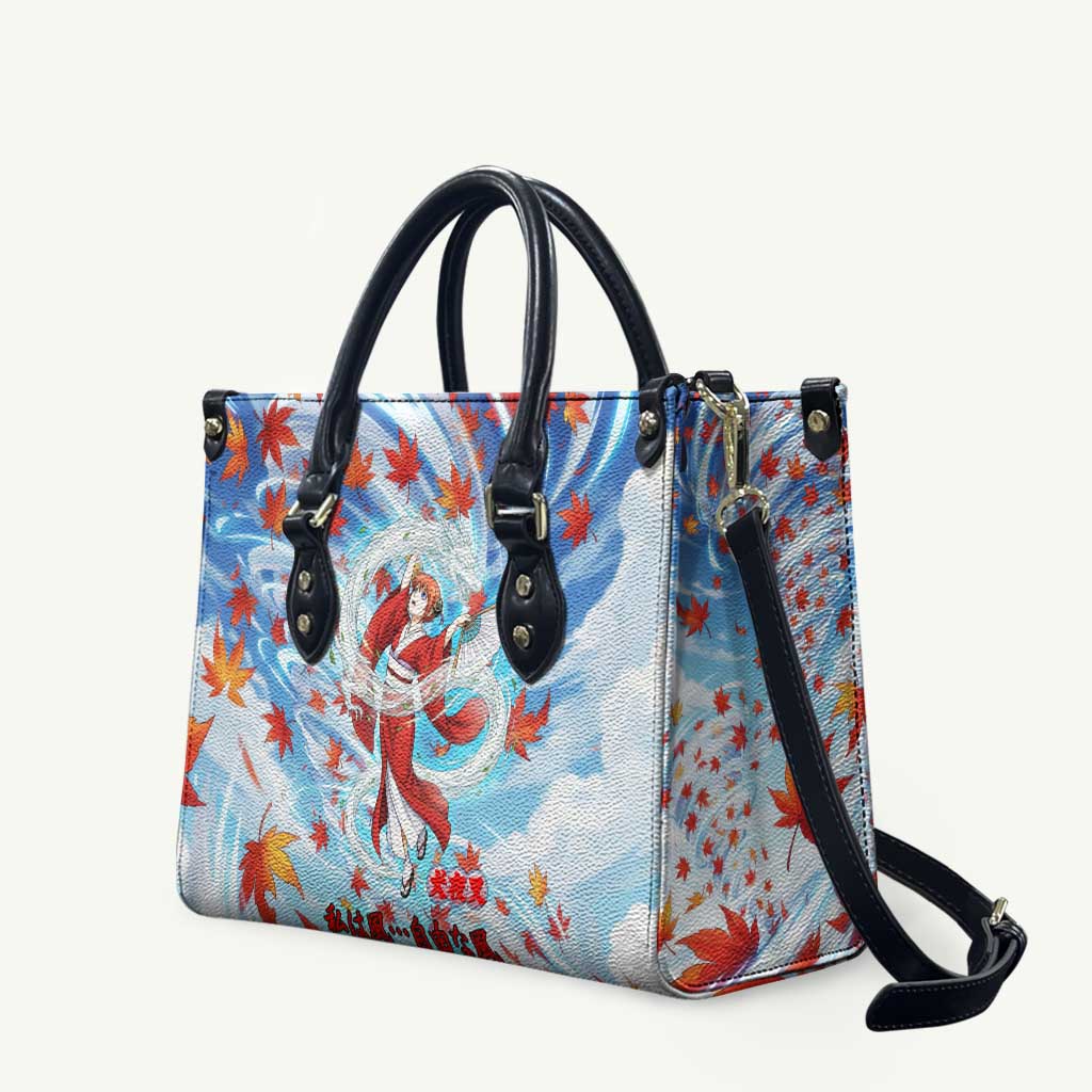 Kagura Inuyasha Series Leather Bag Wind Spirit Anime Style with Autumn Maple Leaves