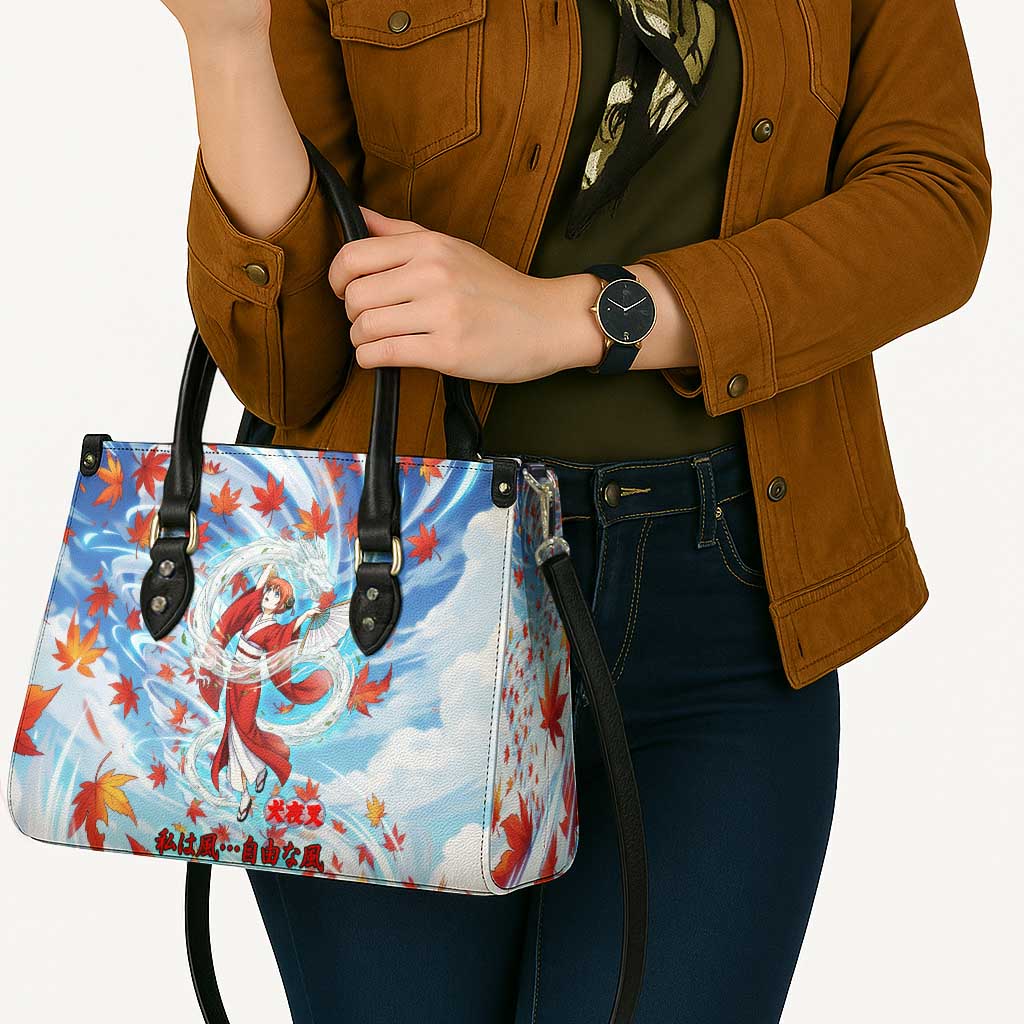 Kagura Inuyasha Series Leather Bag Wind Spirit Anime Style with Autumn Maple Leaves