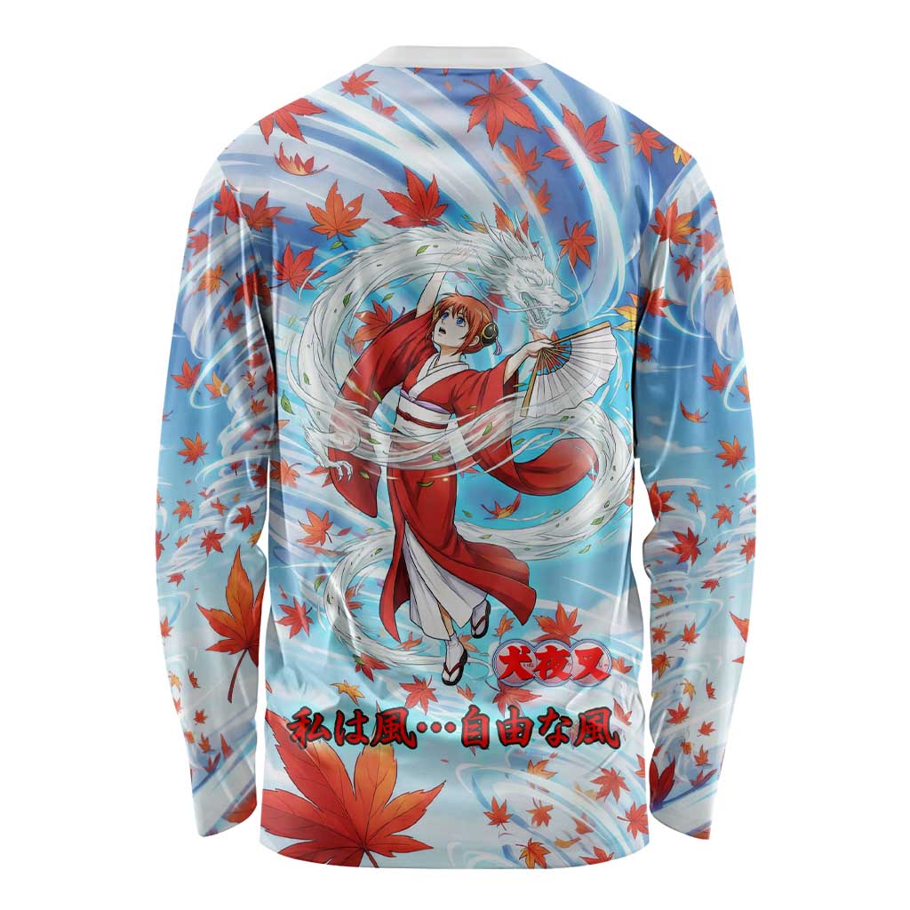 Kagura Inuyasha Series Long Sleeve Shirt Wind Spirit Anime Style with Autumn Maple Leaves
