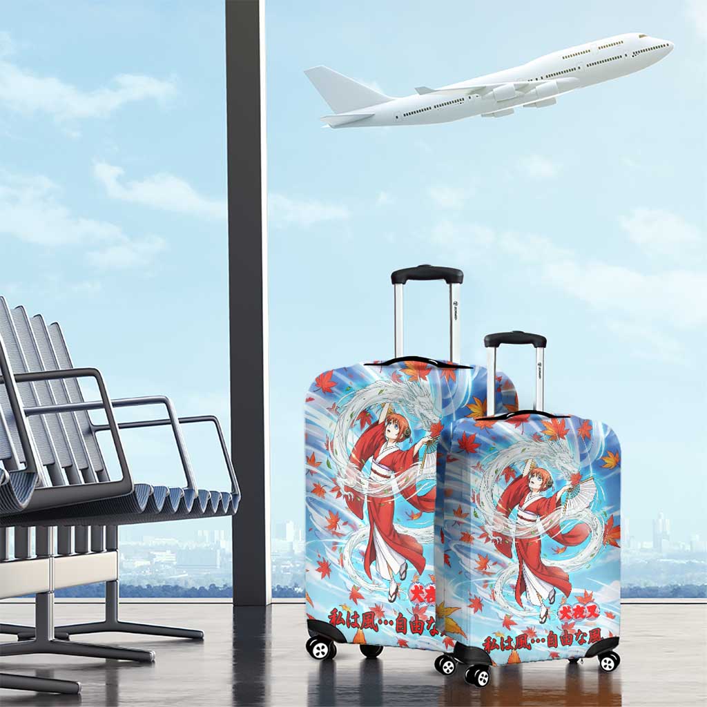 Kagura Inuyasha Series Luggage Cover Wind Spirit Anime Style with Autumn Maple Leaves