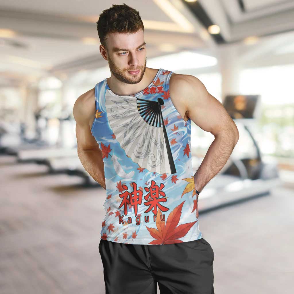 Kagura Inuyasha Series Men Tank Top Wind Spirit Anime Style with Autumn Maple Leaves