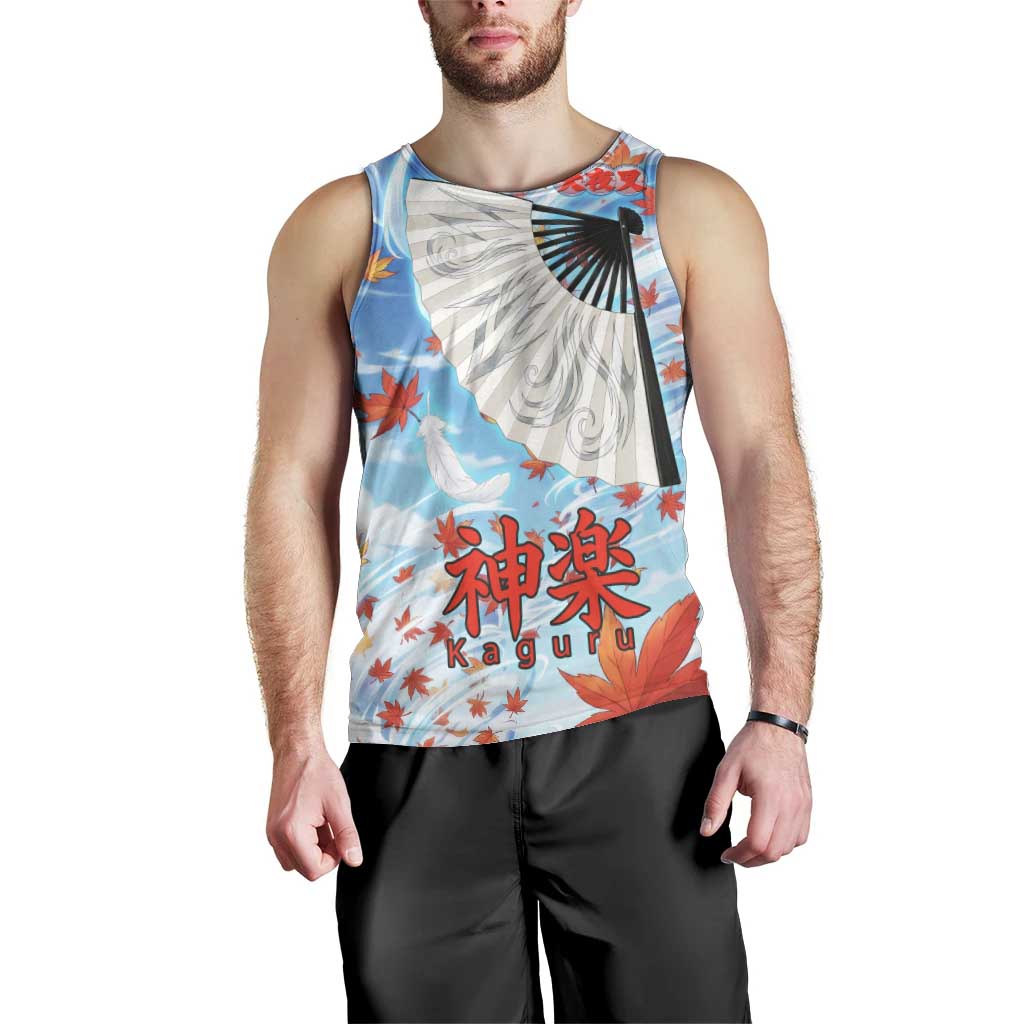 Kagura Inuyasha Series Men Tank Top Wind Spirit Anime Style with Autumn Maple Leaves