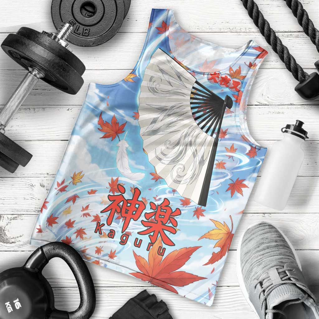 Kagura Inuyasha Series Men Tank Top Wind Spirit Anime Style with Autumn Maple Leaves