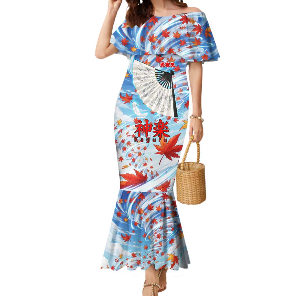 Kagura Inuyasha Series Mermaid Dress Wind Spirit Anime Style with Autumn Maple Leaves