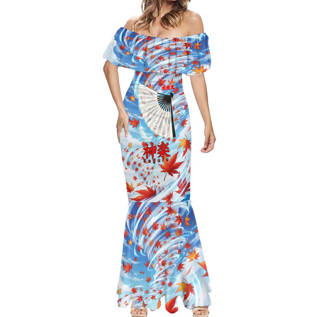 Kagura Inuyasha Series Mermaid Dress Wind Spirit Anime Style with Autumn Maple Leaves