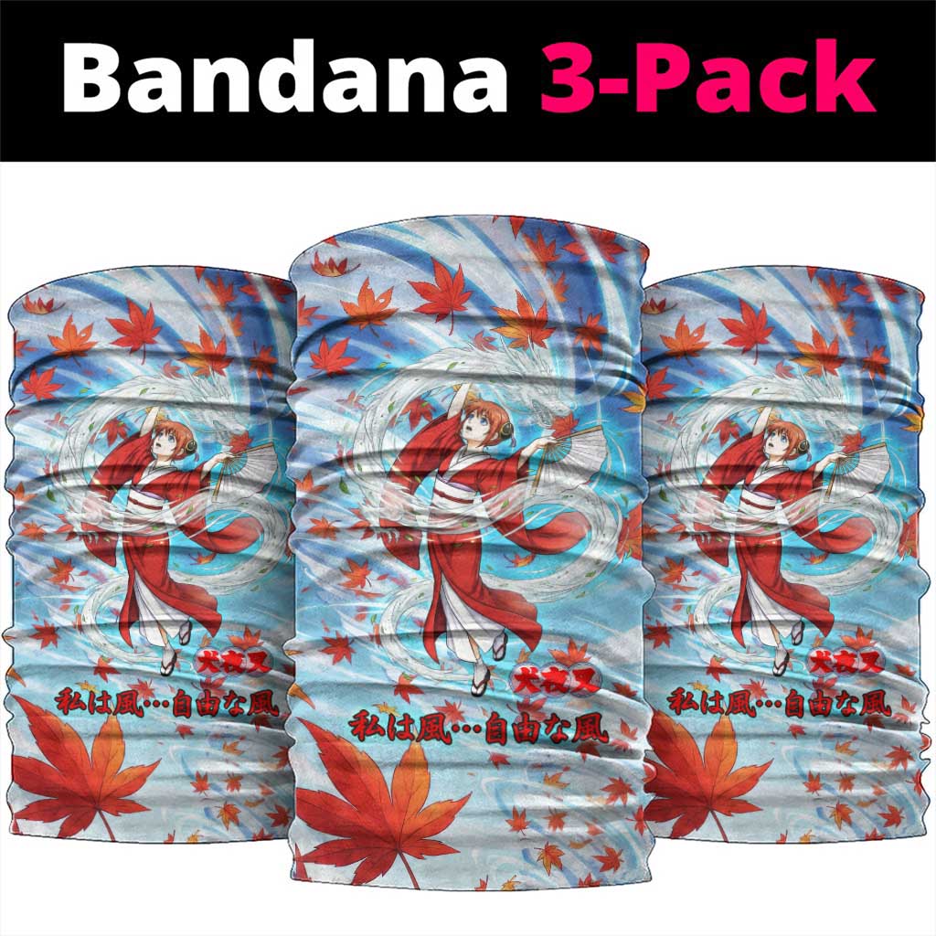 Kagura Inuyasha Series Neck Gaiter Wind Spirit Anime Style with Autumn Maple Leaves