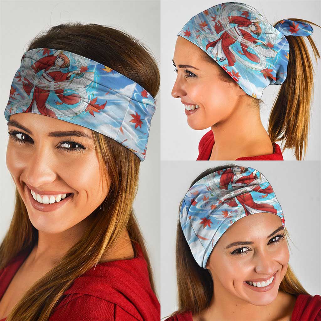 Kagura Inuyasha Series Neck Gaiter Wind Spirit Anime Style with Autumn Maple Leaves