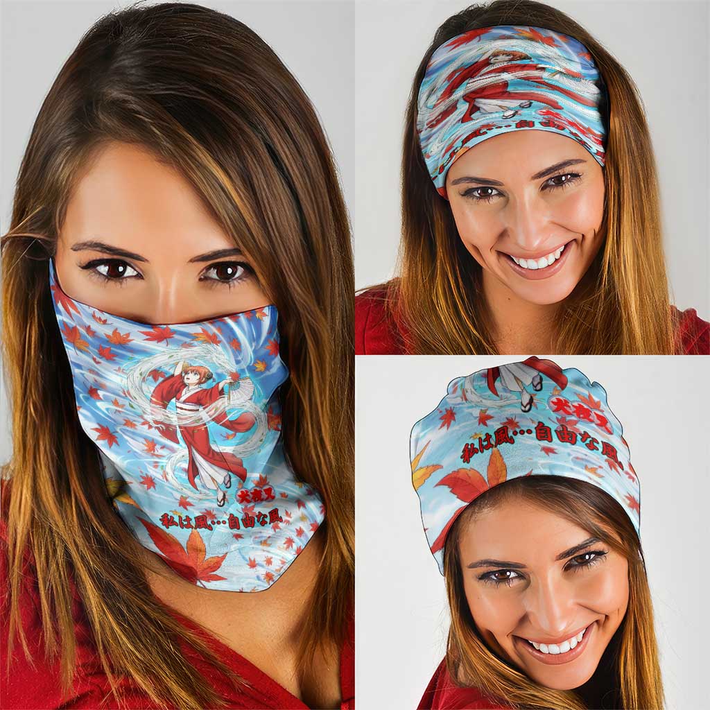 Kagura Inuyasha Series Neck Gaiter Wind Spirit Anime Style with Autumn Maple Leaves