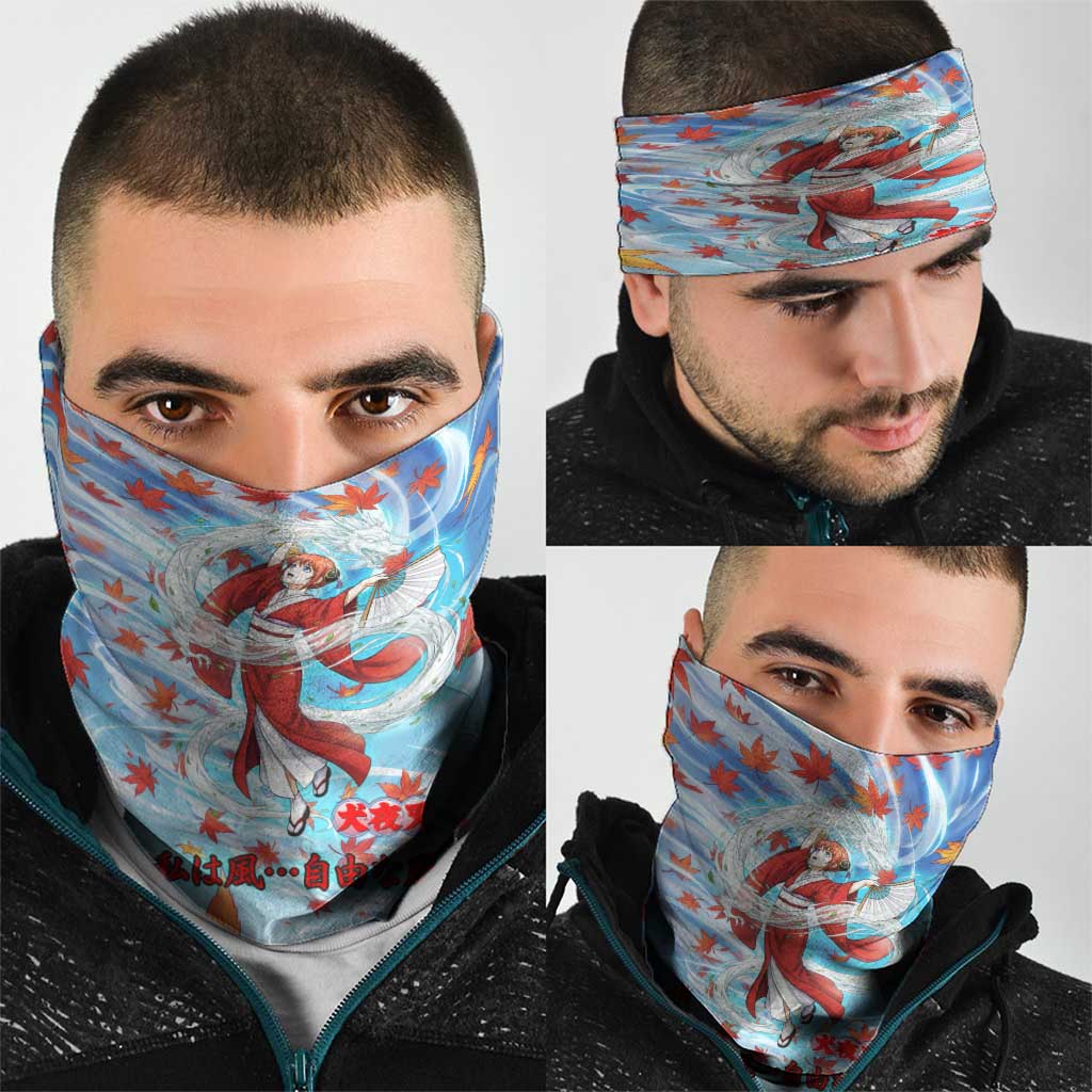 Kagura Inuyasha Series Neck Gaiter Wind Spirit Anime Style with Autumn Maple Leaves