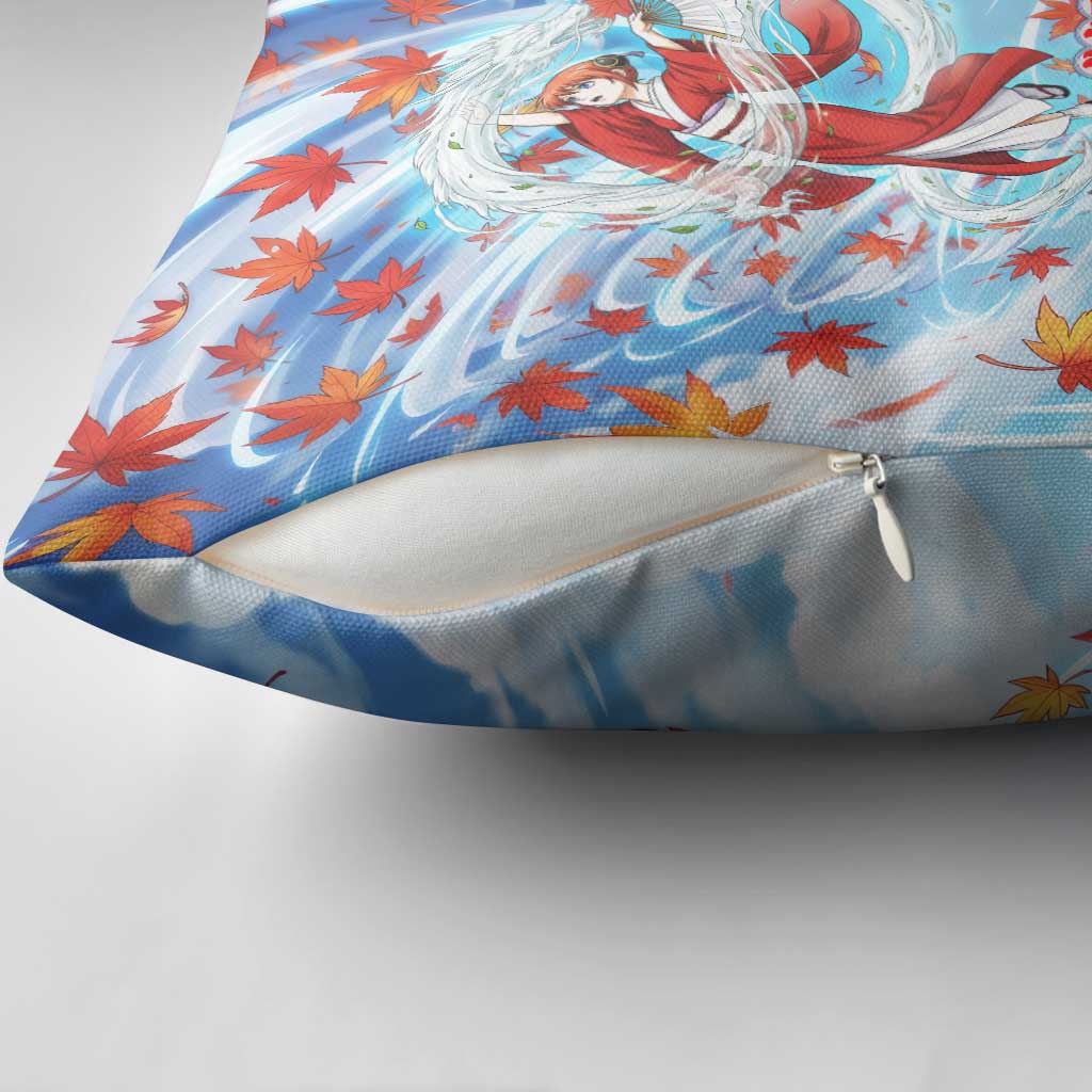 Kagura Inuyasha Series Pillow Cover Wind Spirit Anime Style with Autumn Maple Leaves