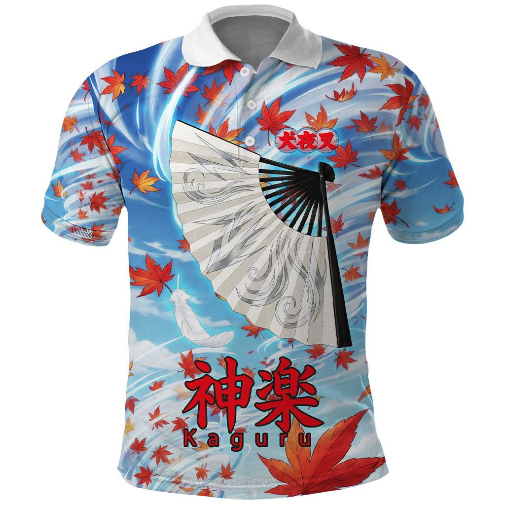 Kagura Inuyasha Series Polo Shirt Wind Spirit Anime Style with Autumn Maple Leaves