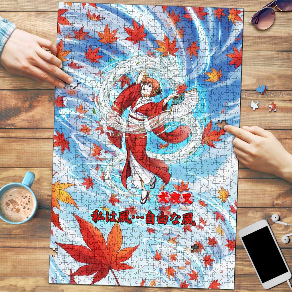 Kagura Inuyasha Series Puzzle Wind Spirit Anime Style with Autumn Maple Leaves