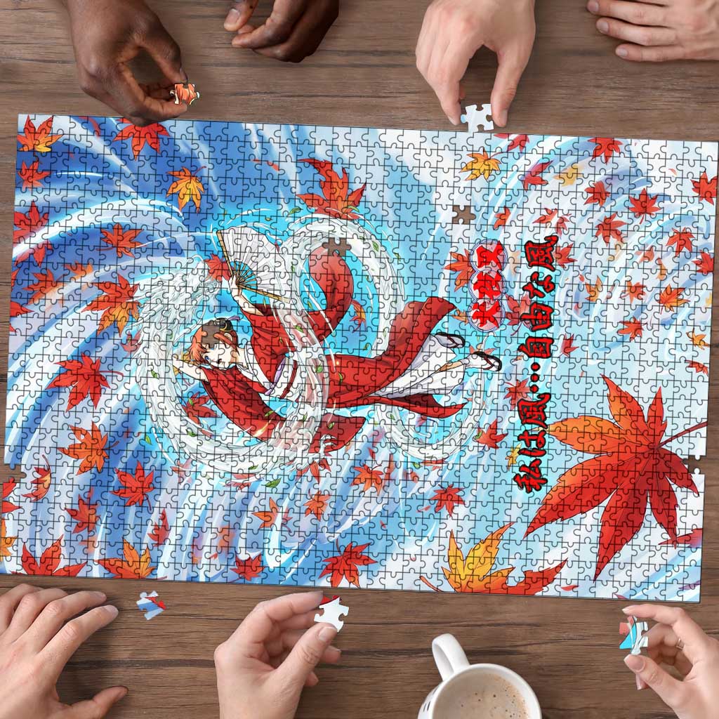 Kagura Inuyasha Series Puzzle Wind Spirit Anime Style with Autumn Maple Leaves