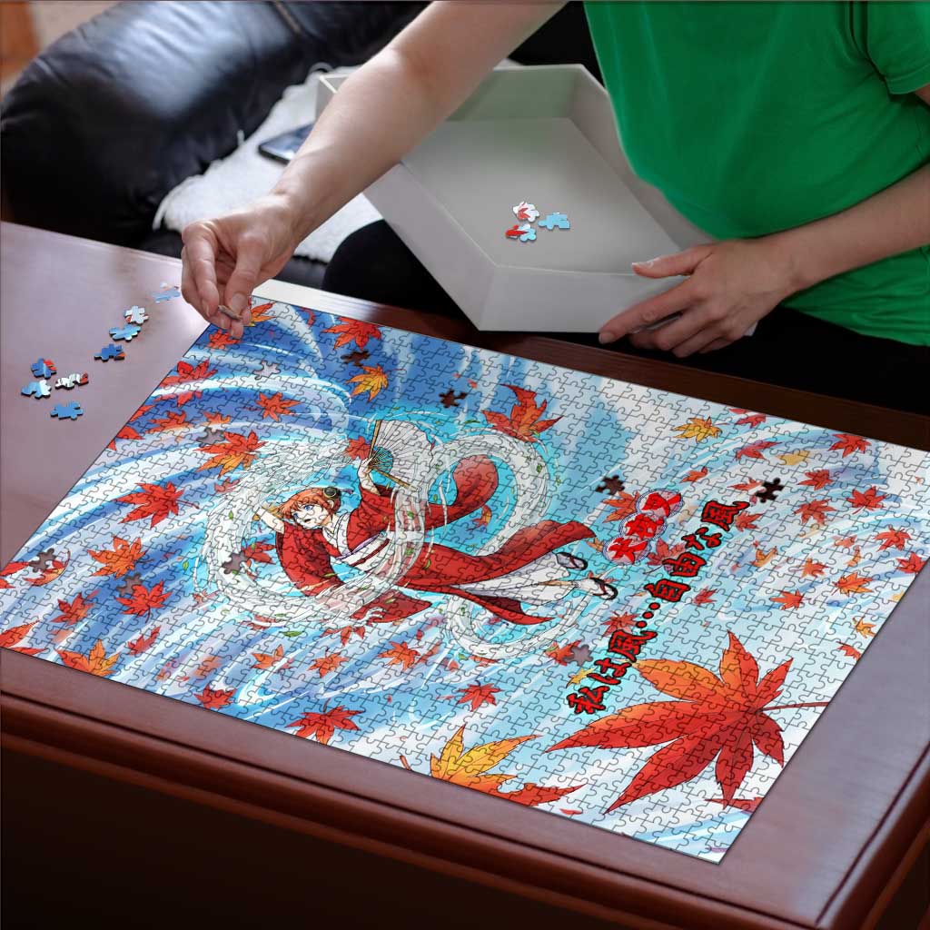 Kagura Inuyasha Series Puzzle Wind Spirit Anime Style with Autumn Maple Leaves