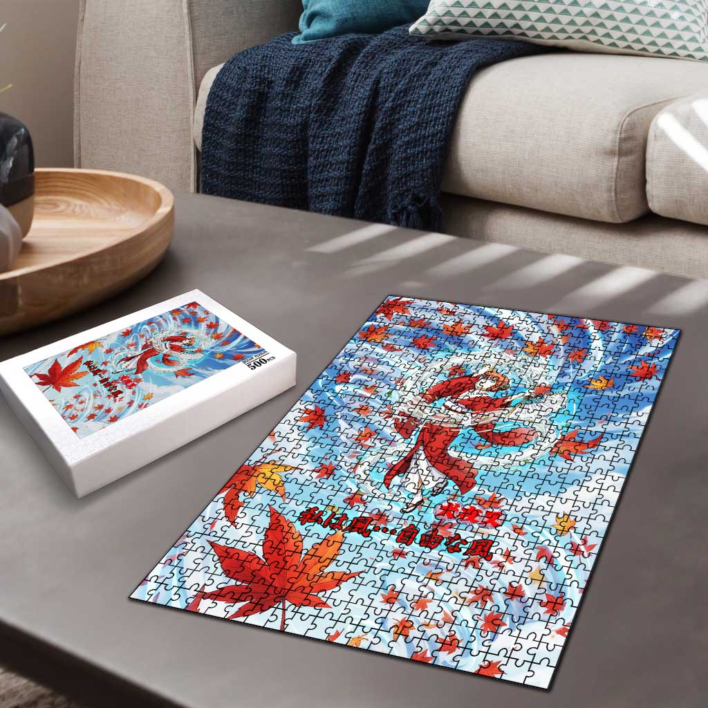 Kagura Inuyasha Series Puzzle Wind Spirit Anime Style with Autumn Maple Leaves