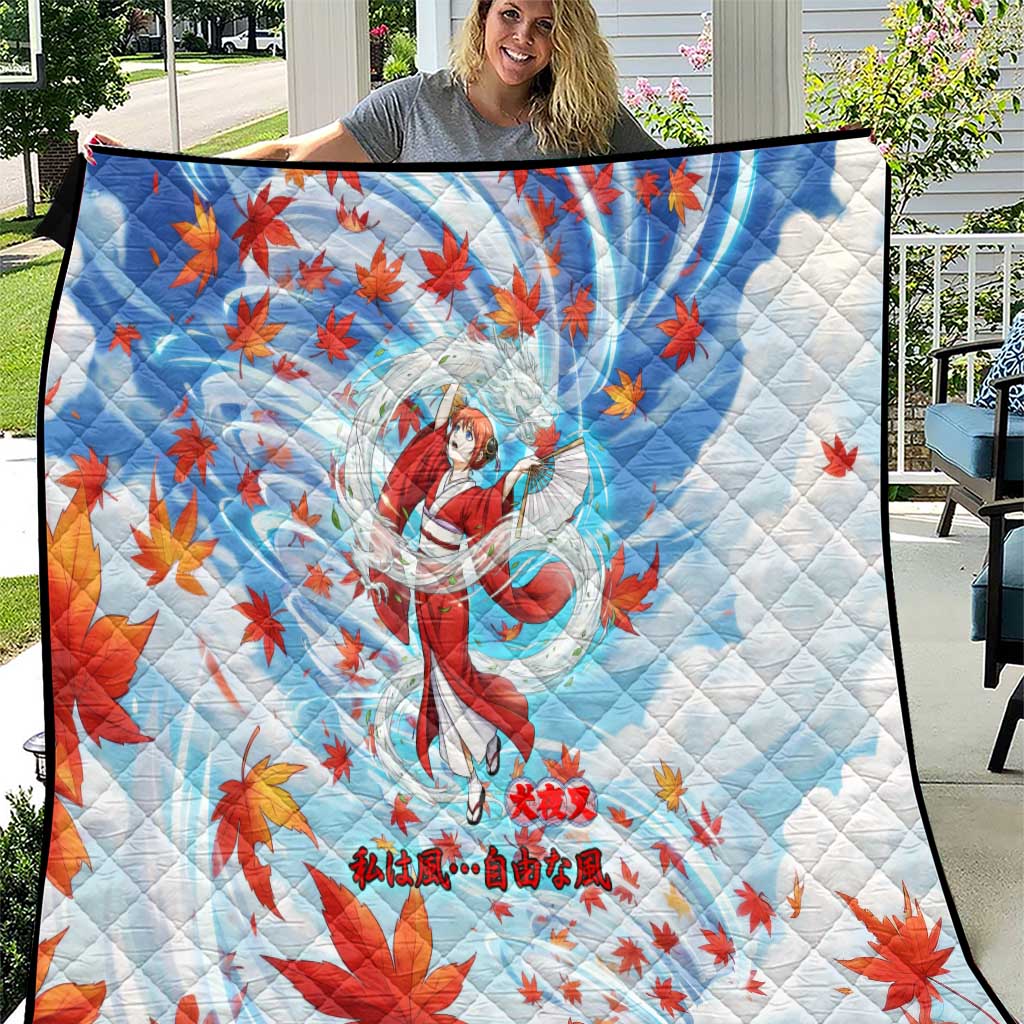 Kagura Inuyasha Series Quilt Wind Spirit Anime Style with Autumn Maple Leaves