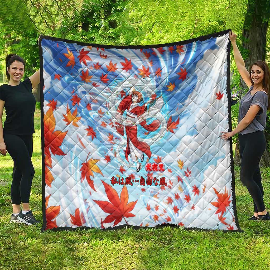 Kagura Inuyasha Series Quilt Wind Spirit Anime Style with Autumn Maple Leaves