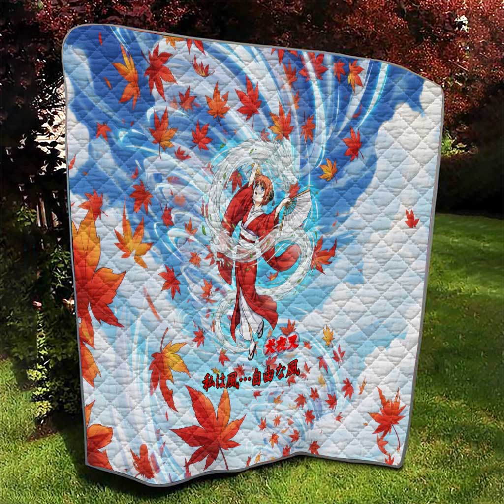 Kagura Inuyasha Series Quilt Wind Spirit Anime Style with Autumn Maple Leaves