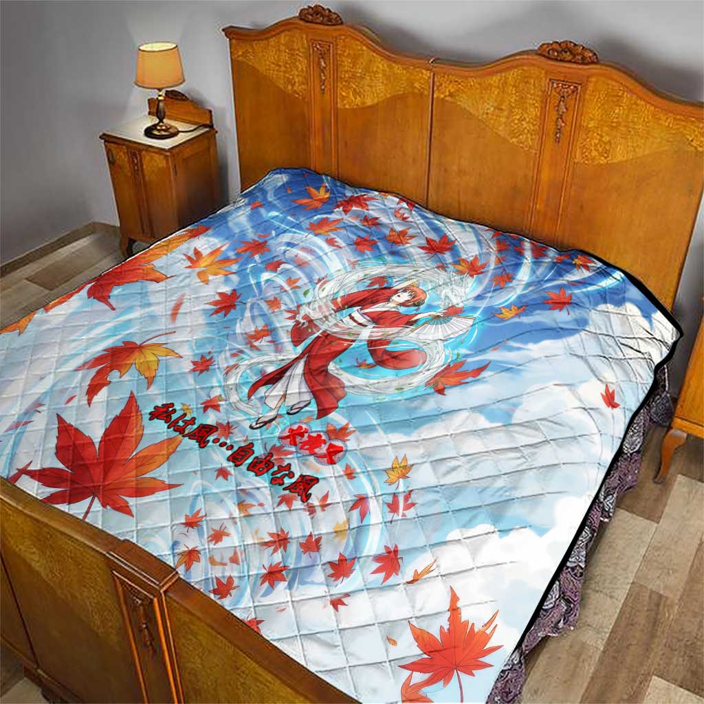 Kagura Inuyasha Series Quilt Wind Spirit Anime Style with Autumn Maple Leaves