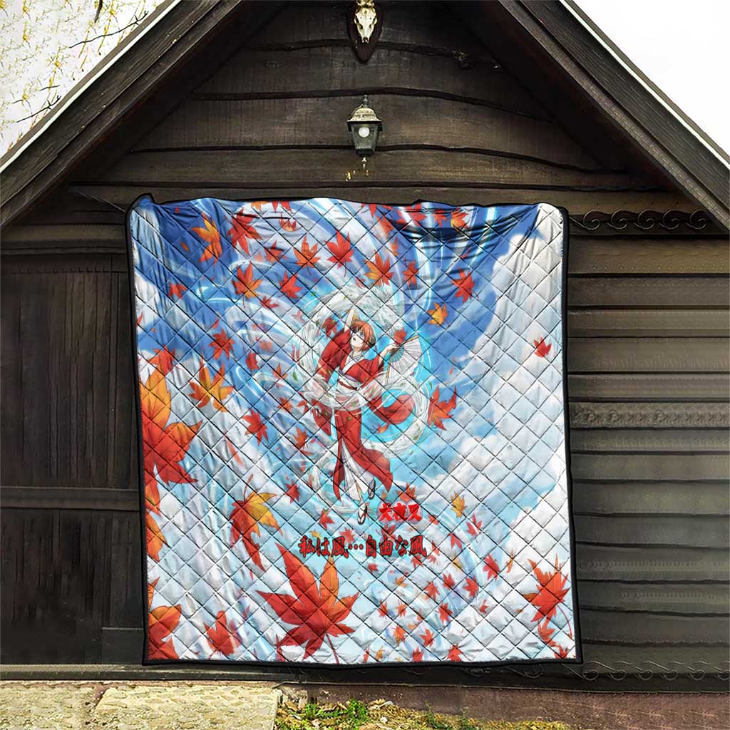 Kagura Inuyasha Series Quilt Wind Spirit Anime Style with Autumn Maple Leaves