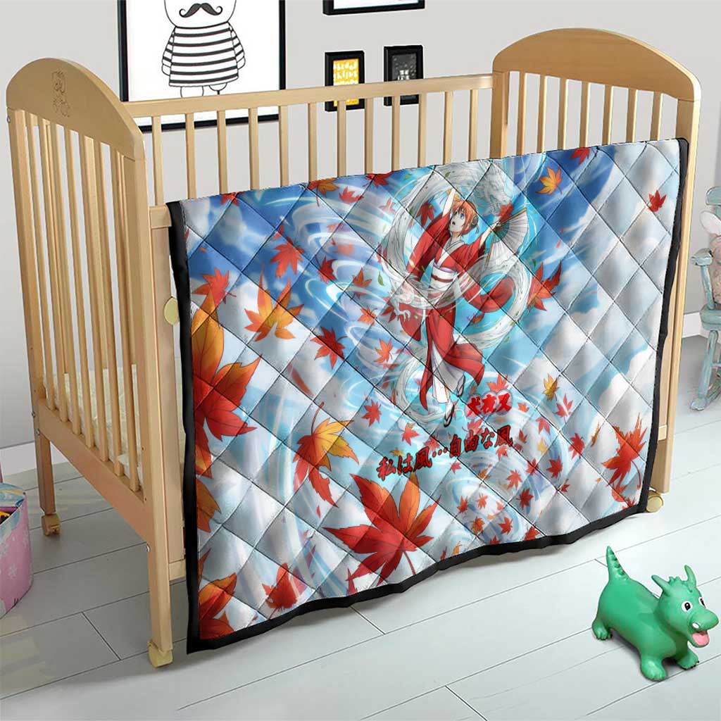 Kagura Inuyasha Series Quilt Wind Spirit Anime Style with Autumn Maple Leaves