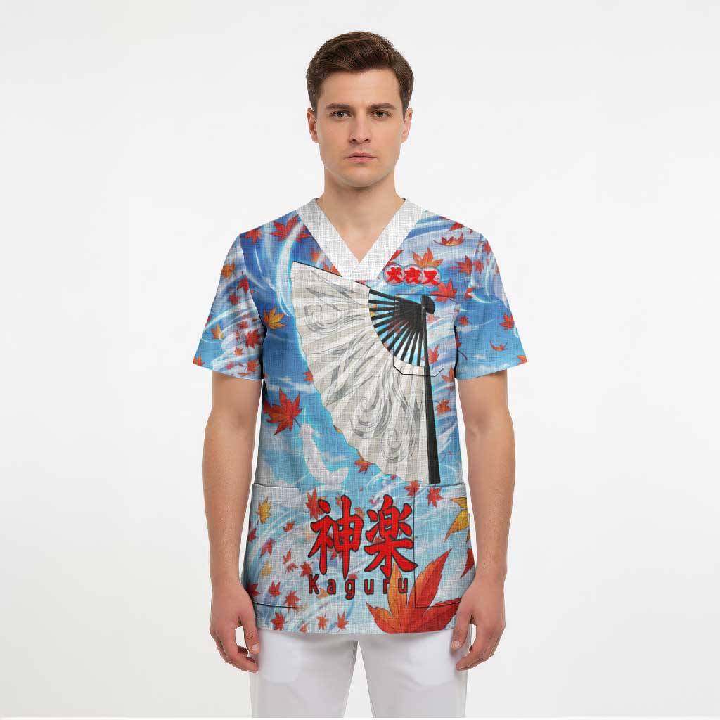 Kagura Inuyasha Series Scrub Top Wind Spirit Anime Style with Autumn Maple Leaves