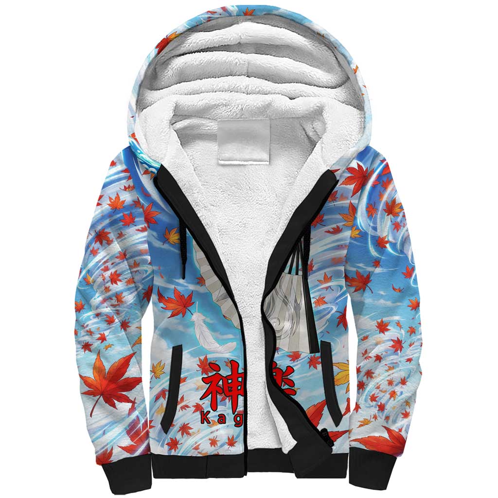 Kagura Inuyasha Series Sherpa Hoodie Wind Spirit Anime Style with Autumn Maple Leaves