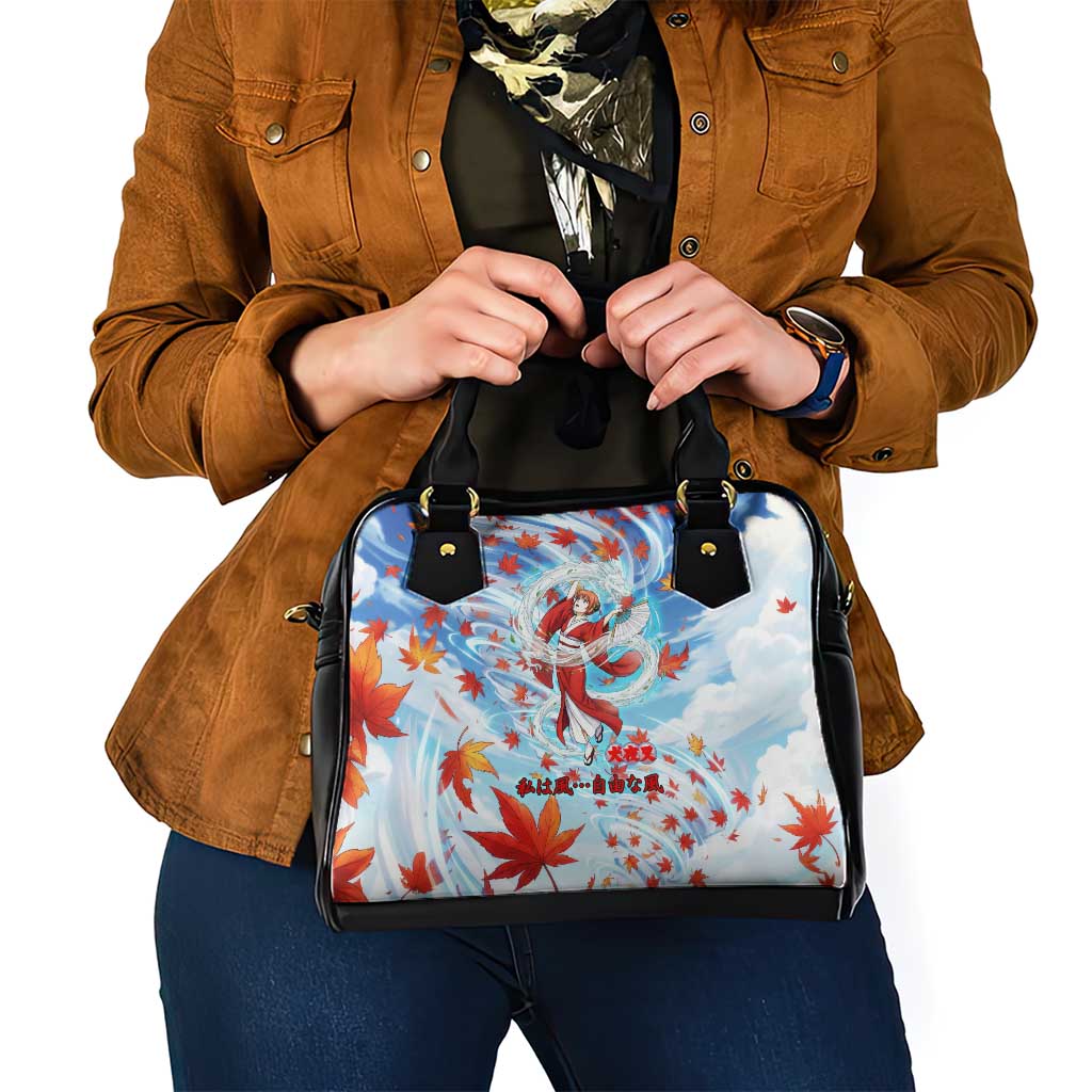 Kagura Inuyasha Series Shoulder Handbag Wind Spirit Anime Style with Autumn Maple Leaves