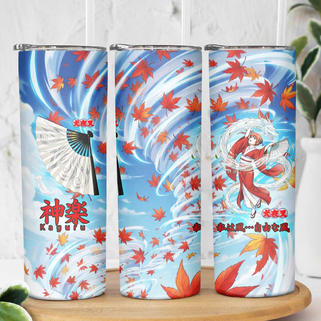 Kagura Inuyasha Series Skinny Tumbler Wind Spirit Anime Style with Autumn Maple Leaves