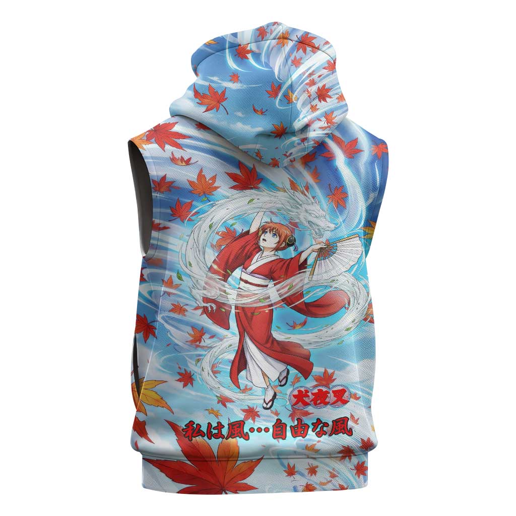 Kagura Inuyasha Series Sleeveless Hoodie Wind Spirit Anime Style with Autumn Maple Leaves