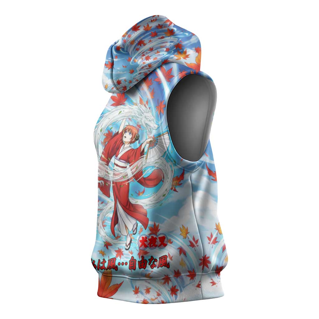 Kagura Inuyasha Series Sleeveless Hoodie Wind Spirit Anime Style with Autumn Maple Leaves