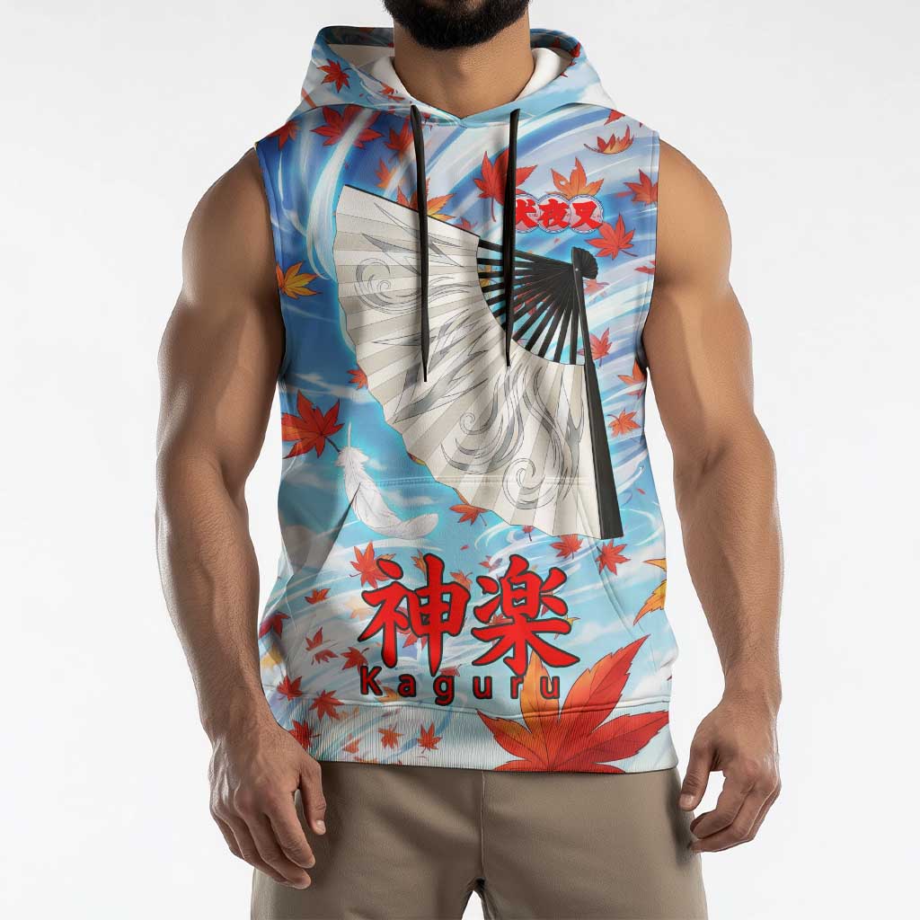 Kagura Inuyasha Series Sleeveless Hoodie Wind Spirit Anime Style with Autumn Maple Leaves