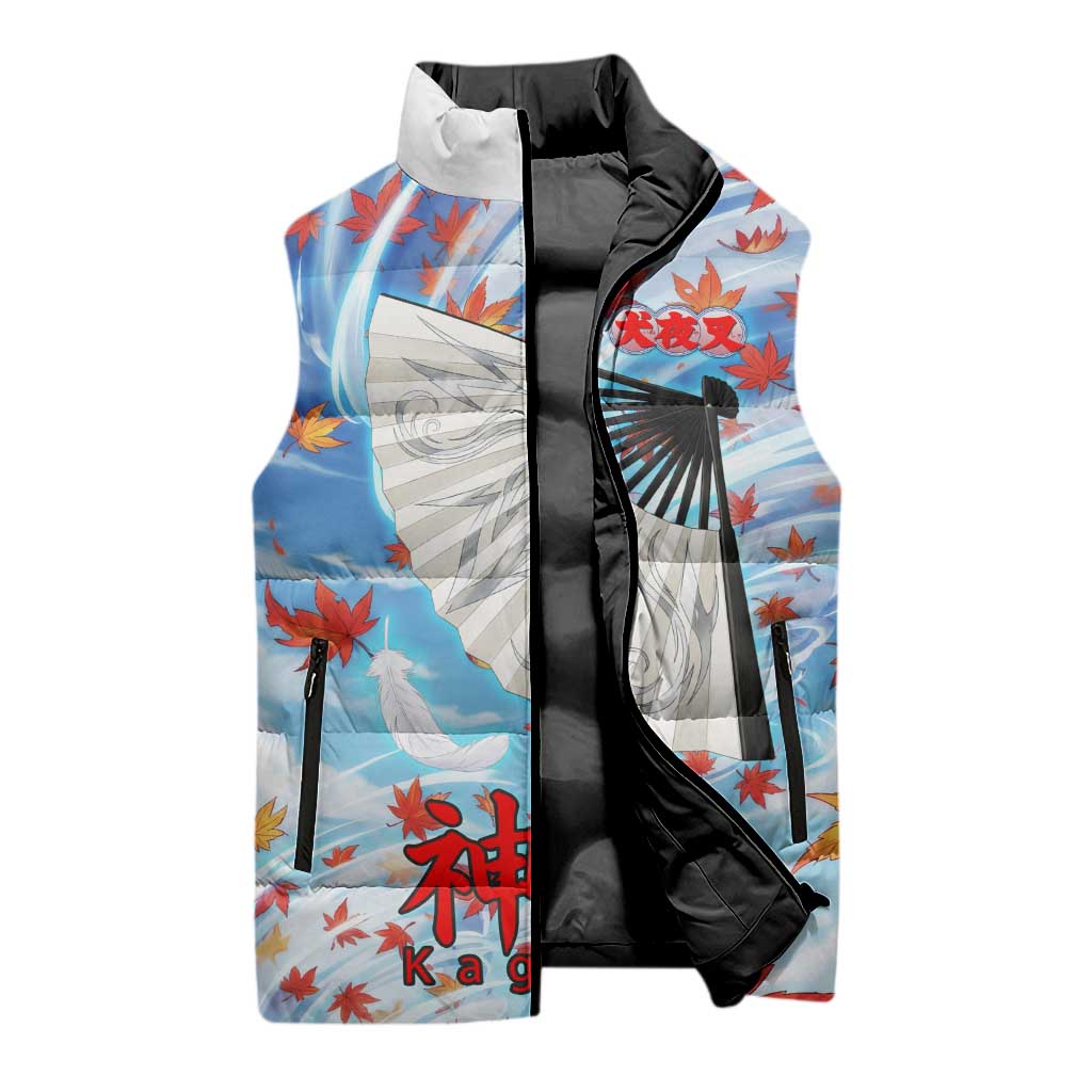 Kagura Inuyasha Series Sleeveless Puffer Jacket Wind Spirit Anime Style with Autumn Maple Leaves