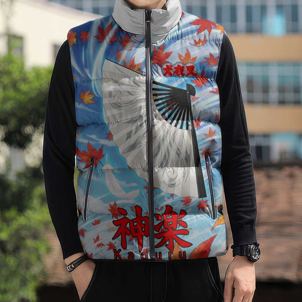 Kagura Inuyasha Series Sleeveless Puffer Jacket Wind Spirit Anime Style with Autumn Maple Leaves