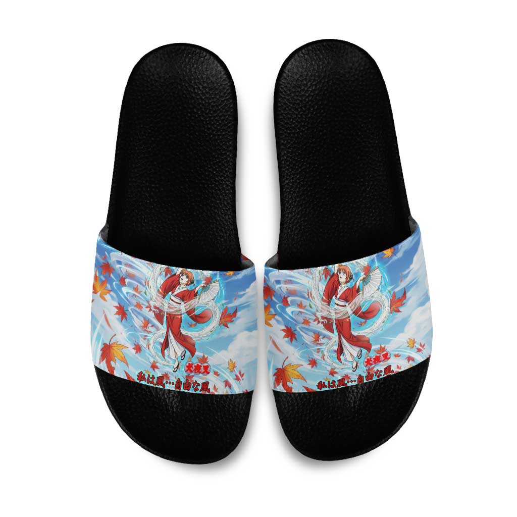 Kagura Inuyasha Series Slide Sandals Wind Spirit Anime Style with Autumn Maple Leaves