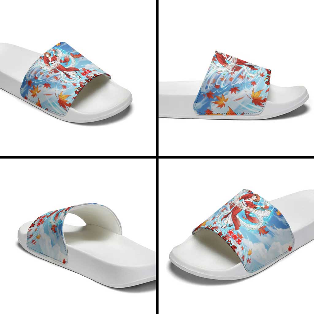Kagura Inuyasha Series Slide Sandals Wind Spirit Anime Style with Autumn Maple Leaves