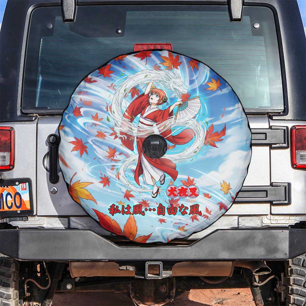 Kagura Inuyasha Series Spare Tire Cover Wind Spirit Anime Style with Autumn Maple Leaves