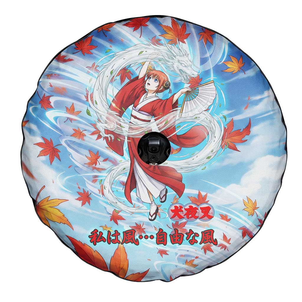 Kagura Inuyasha Series Spare Tire Cover Wind Spirit Anime Style with Autumn Maple Leaves