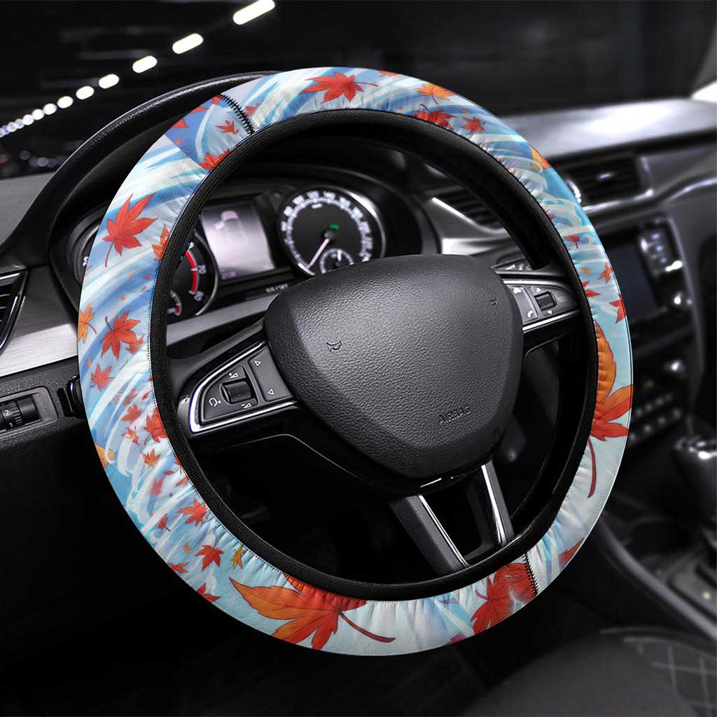 Kagura Inuyasha Series Steering Wheel Cover Wind Spirit Anime Style with Autumn Maple Leaves