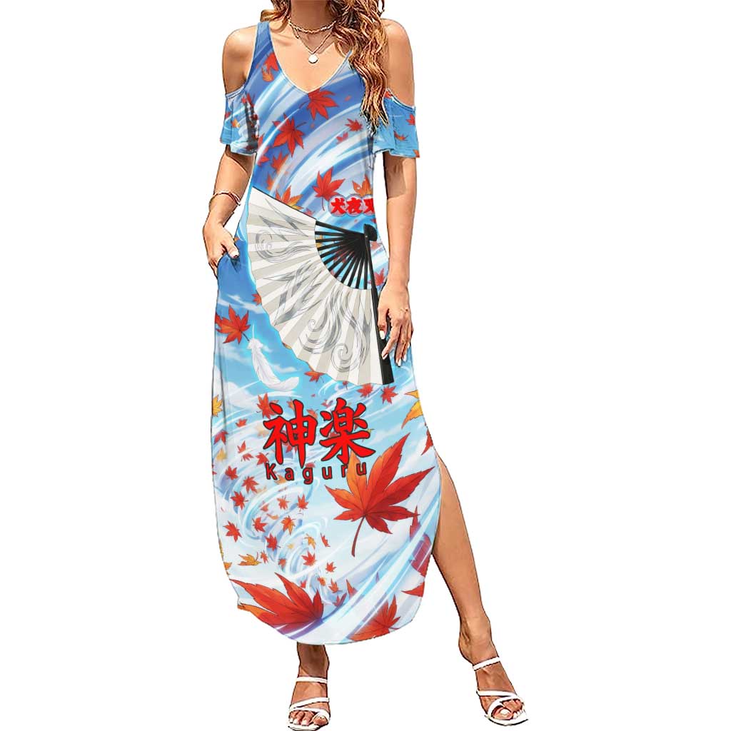 Kagura Inuyasha Series Summer Maxi Dress Wind Spirit Anime Style with Autumn Maple Leaves
