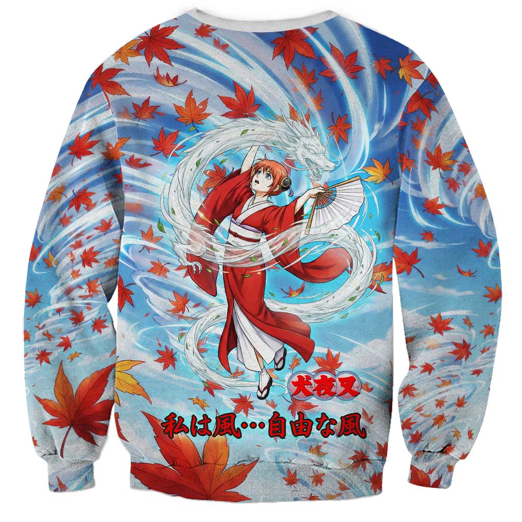 Kagura Inuyasha Series Sweatshirt Wind Spirit Anime Style with Autumn Maple Leaves