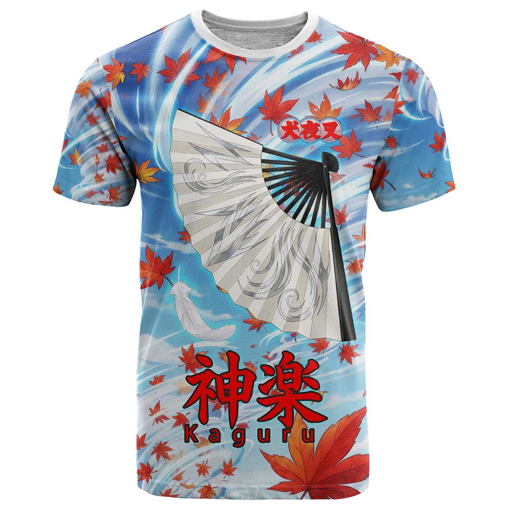 Kagura Inuyasha Series T Shirt Wind Spirit Anime Style with Autumn Maple Leaves
