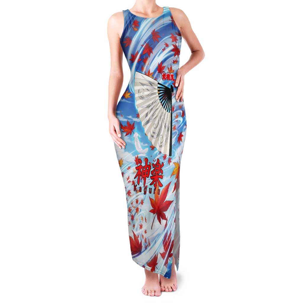 Kagura Inuyasha Series Tank Maxi Dress Wind Spirit Anime Style with Autumn Maple Leaves