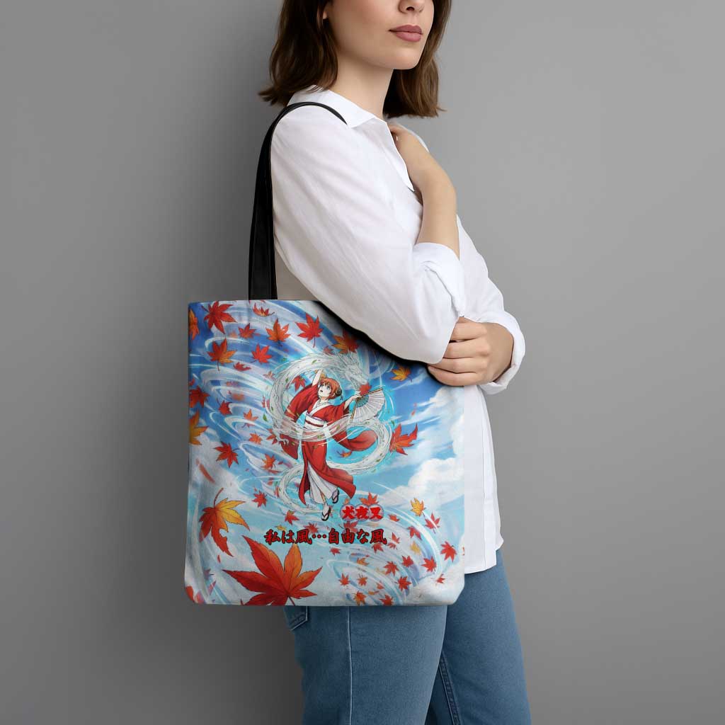 Kagura Inuyasha Series Tote Bag Wind Spirit Anime Style with Autumn Maple Leaves