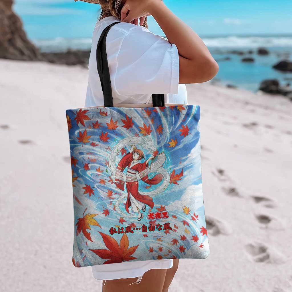 Kagura Inuyasha Series Tote Bag Wind Spirit Anime Style with Autumn Maple Leaves