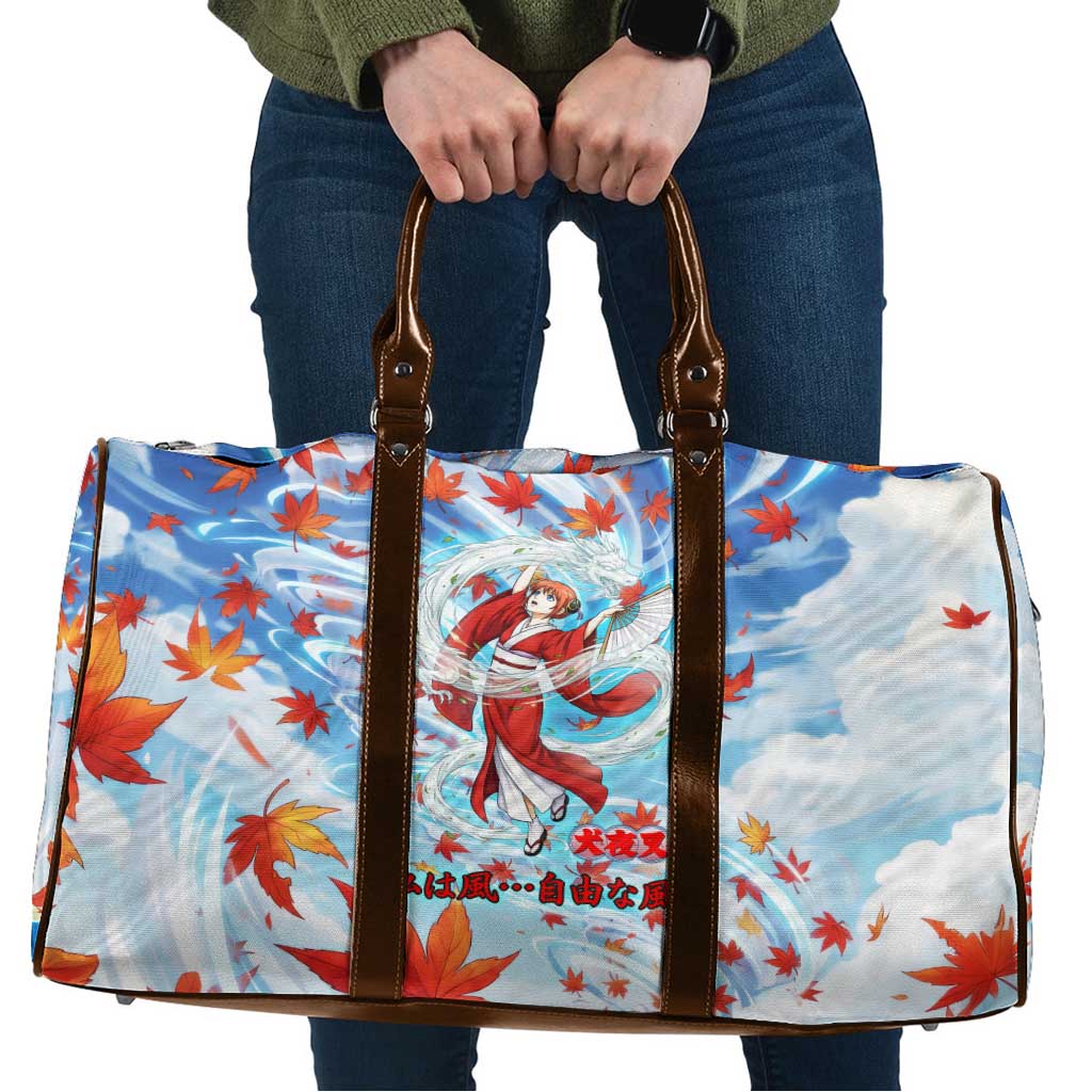 Kagura Inuyasha Series Travel Bag Wind Spirit Anime Style with Autumn Maple Leaves