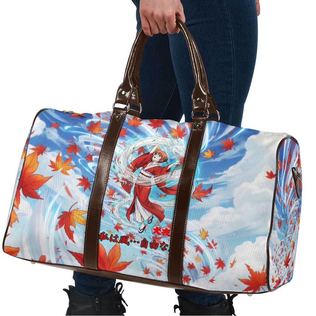 Kagura Inuyasha Series Travel Bag Wind Spirit Anime Style with Autumn Maple Leaves