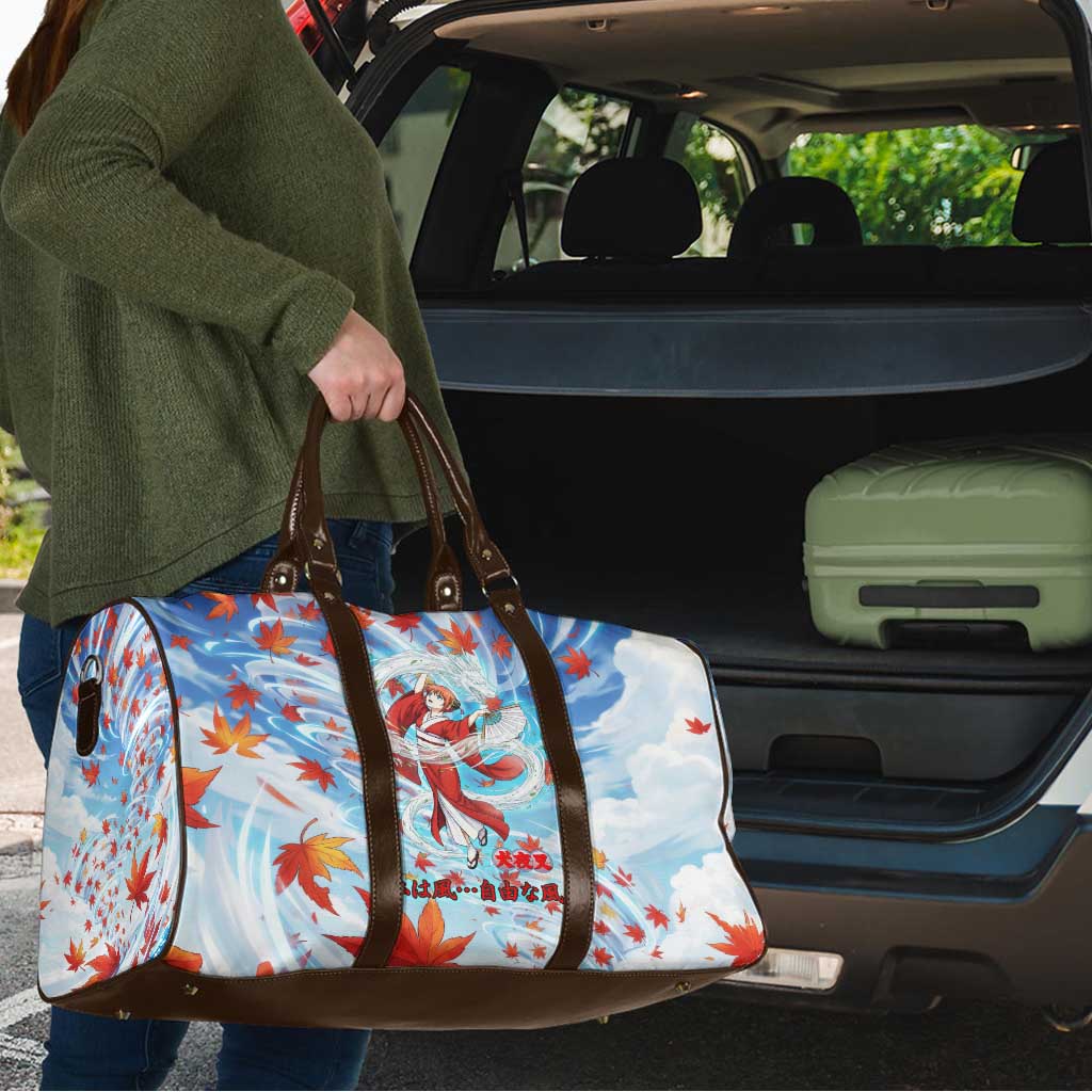 Kagura Inuyasha Series Travel Bag Wind Spirit Anime Style with Autumn Maple Leaves