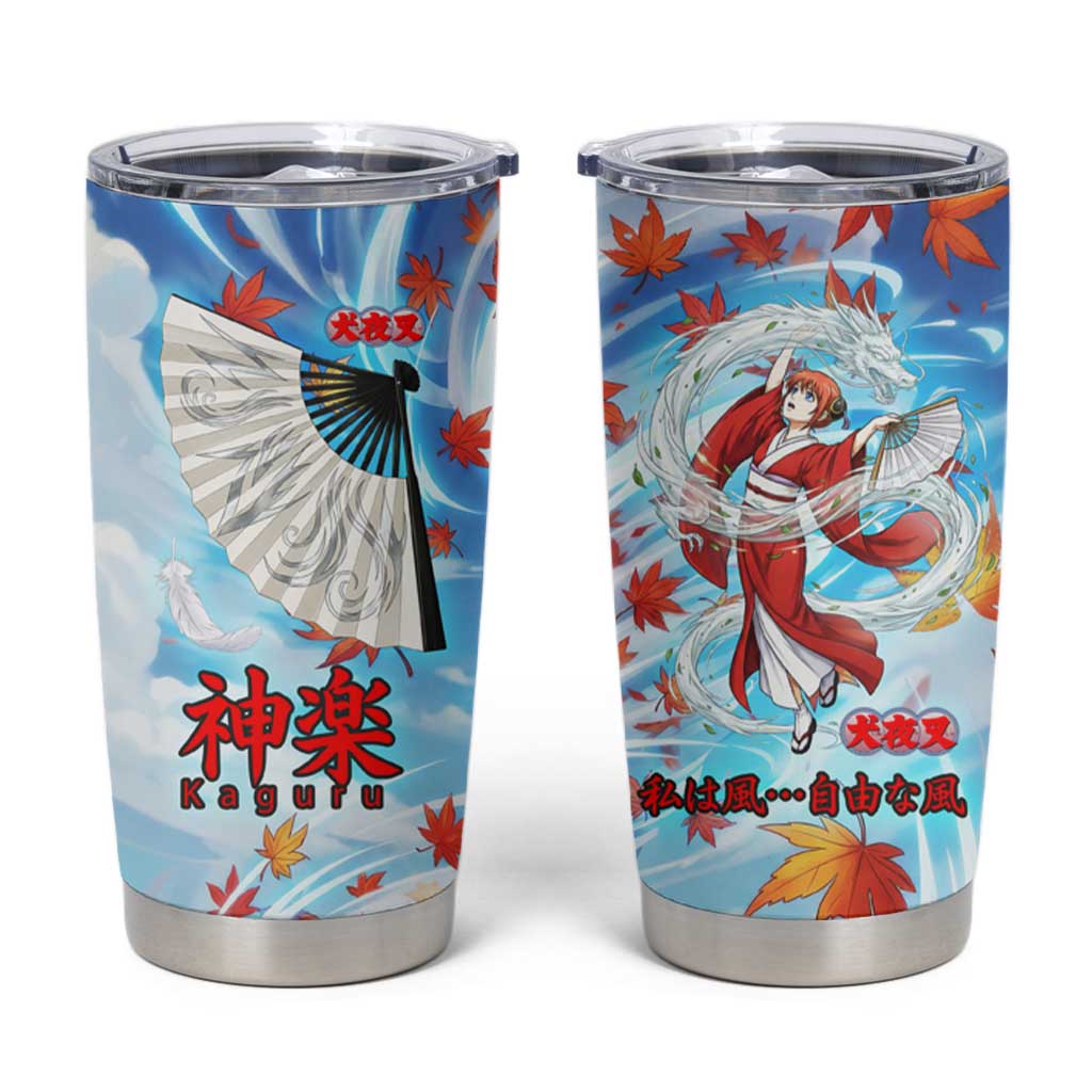 Kagura Inuyasha Series Tumbler Cup Wind Spirit Anime Style with Autumn Maple Leaves