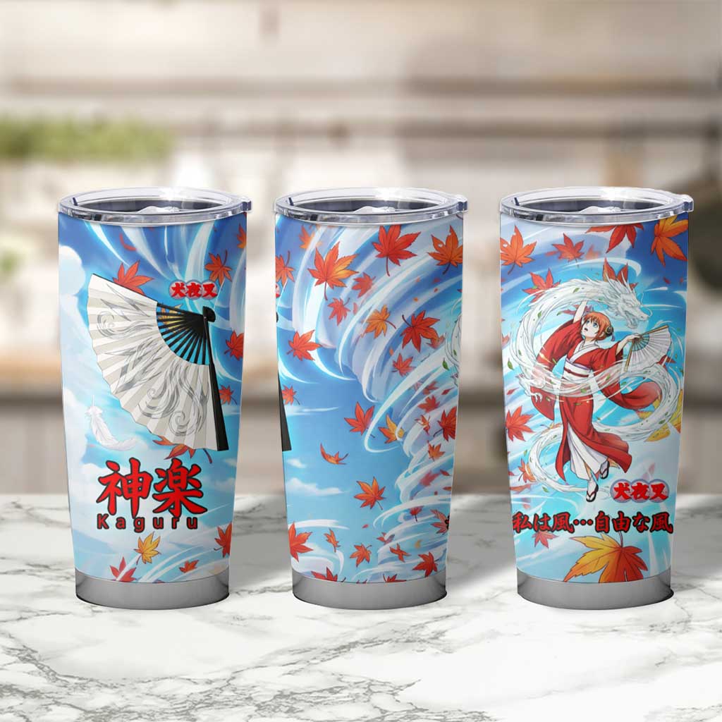 Kagura Inuyasha Series Tumbler Cup Wind Spirit Anime Style with Autumn Maple Leaves